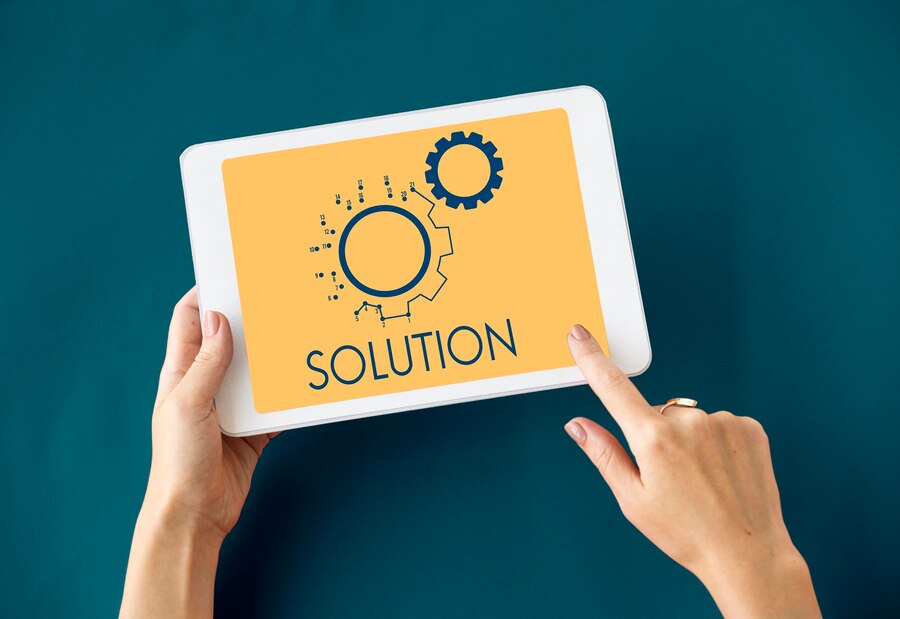 Tablet with an application showcasing customized solutions
